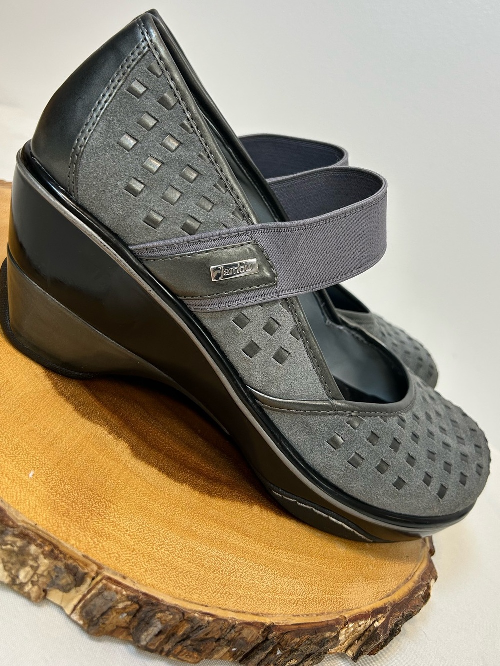 Jambu Alicante Wedge Pumps Mary Jane style slip on elastic strap Women’s 10 - Picture 5 of 9